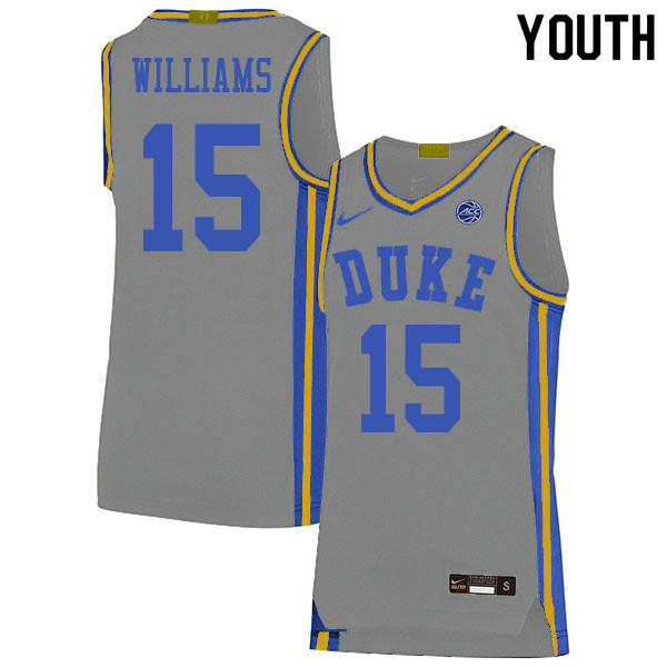 Youth #15 Mark Williams Duke Blue Devils College Basketball Jerseys Sale-Gray